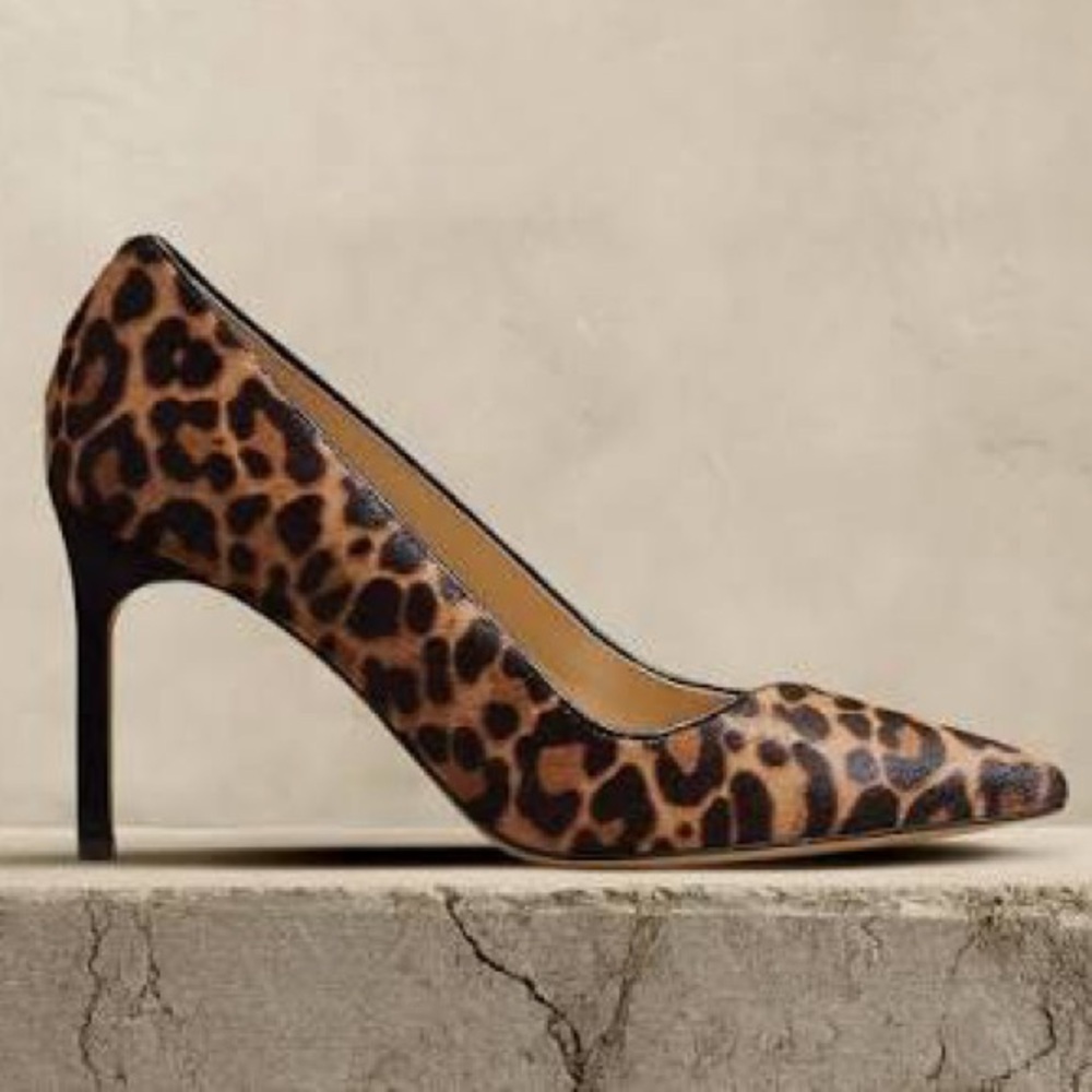 Banana Republic Size 7 Made in Italy Arden Genuine Haircalf Leopard 3.75”  Pumps